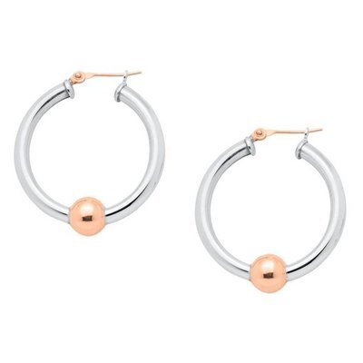 SS and Rose Gold Cape Cod Large Hoop Earrings