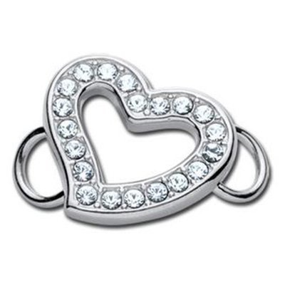 SS Convertible Crystal Heart Clasp