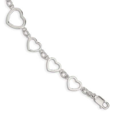 Sterling Silver Heart Fancy link Bracelet