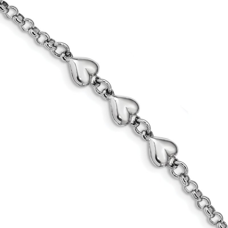 Sterling Silver Triple Heart Charm Bracelet Sterling Silver Triple Heart Charm Bracelet