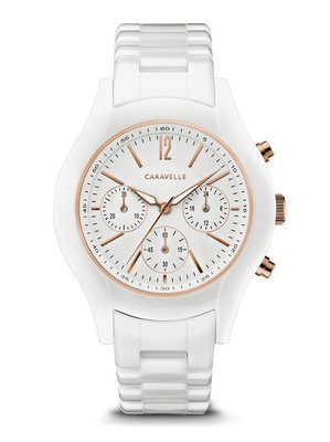 Caravelle Ladies' White Ceramic Chronograph Watch