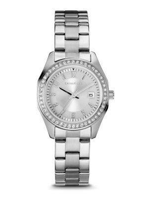 Caravelle Ladies' Silver-Tone Crystal Watch