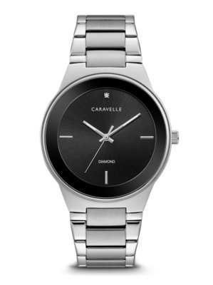 Caravelle Gents' Silver-Tone Diamond Watch
