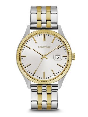 Caravelle Gents' Two-Tone Textured-Bezel Watch