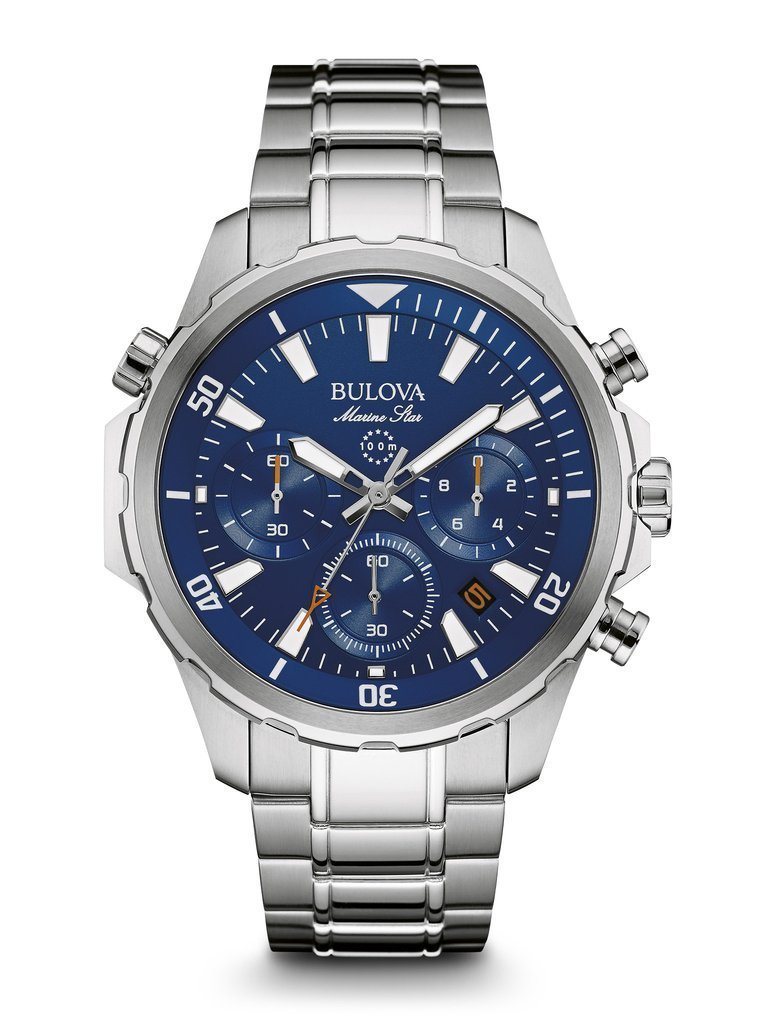 Gents' Bulova Silver-Tone Marine Star Watch