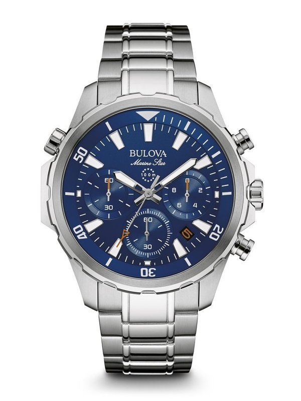 Gents' Bulova Silver-Tone Marine Star Watch
