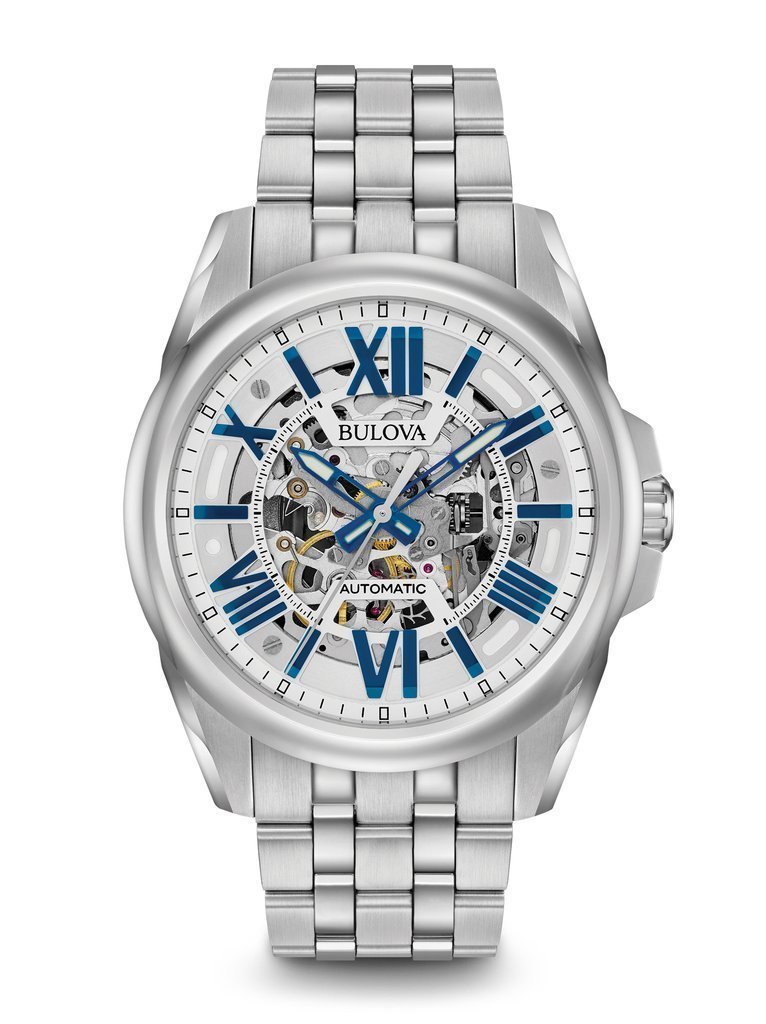 Gents' Bulova Silver-Tone Automatic Skeleton-Dial Classic Watch