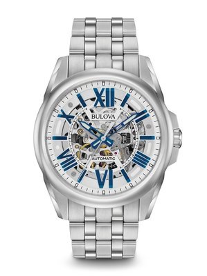 Gents' Bulova Silver-Tone Automatic Skeleton-Dial Classic Watch