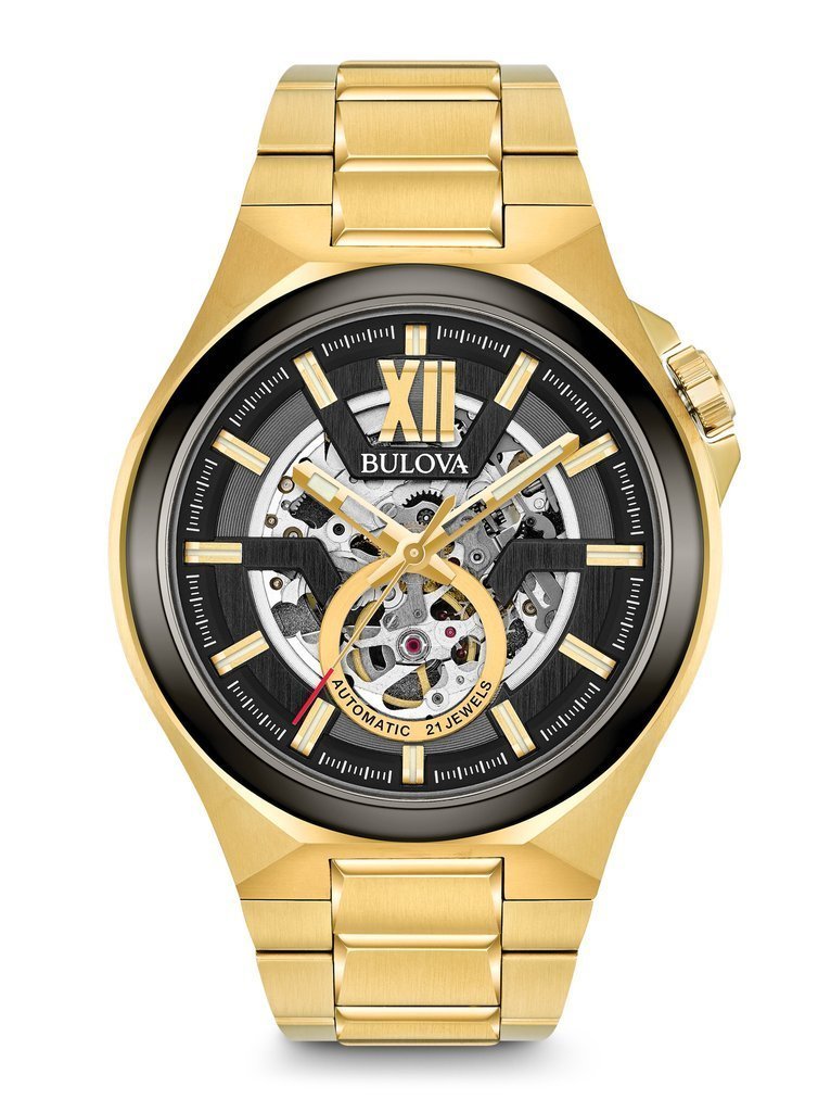 Gents' Bulova Gold-Tone Automatic Sport Skeleton Classic Watch