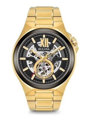 Gents' Bulova Gold-Tone Automatic Sport Skeleton Classic Watch