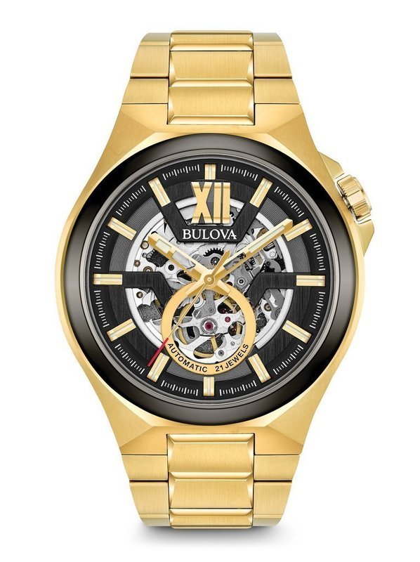 Gents' Bulova Gold-Tone Automatic Sport Skeleton Classic Watch