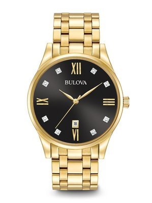 Gents' Bulova Gold-Tone Diamond Classic Watch