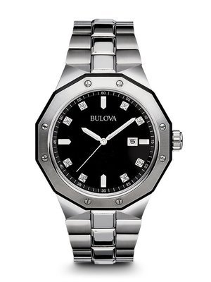 Gents' Bulova Silver-Tone Diamond Classic Watch
