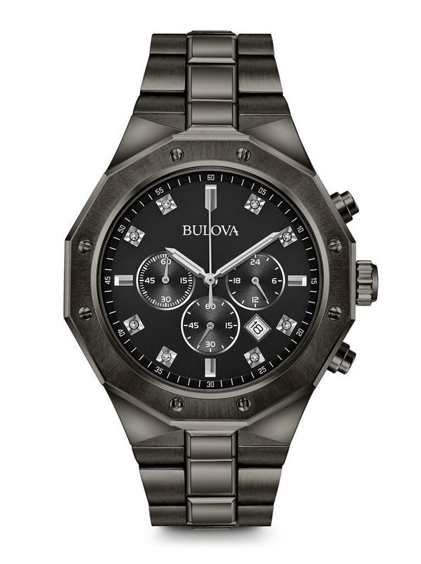 Gents' Bulova Gunmetal Chronograph Diamond Classic Watch