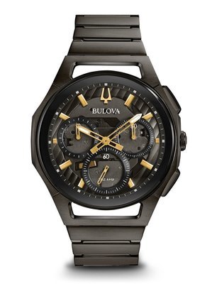 Gents' Bulova Gunmetal Chronograph CURV Watch