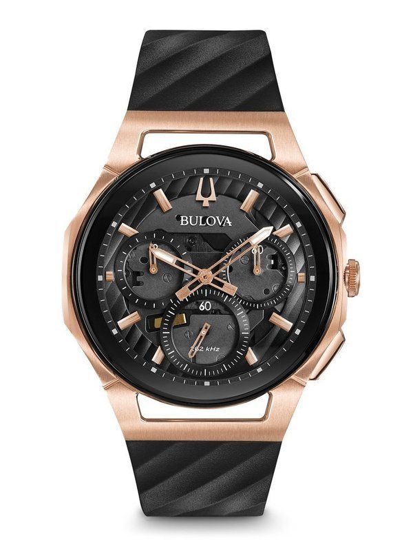 Gents' Bulova Rose-Tone Chronograph CURV Watch