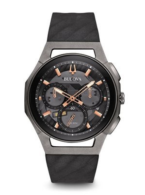 Gents' Bulova Gunmetal Chronograph CURV Watch