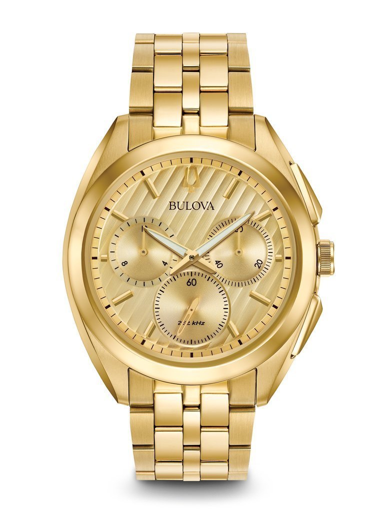 Gents' Bulova Gold-Tone Chronograph CURV Watch