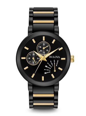 Gents' Bulova Black Calendar Modern Watch