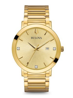 Gents' Bulova Gold-Tone Diamond Modern Watch