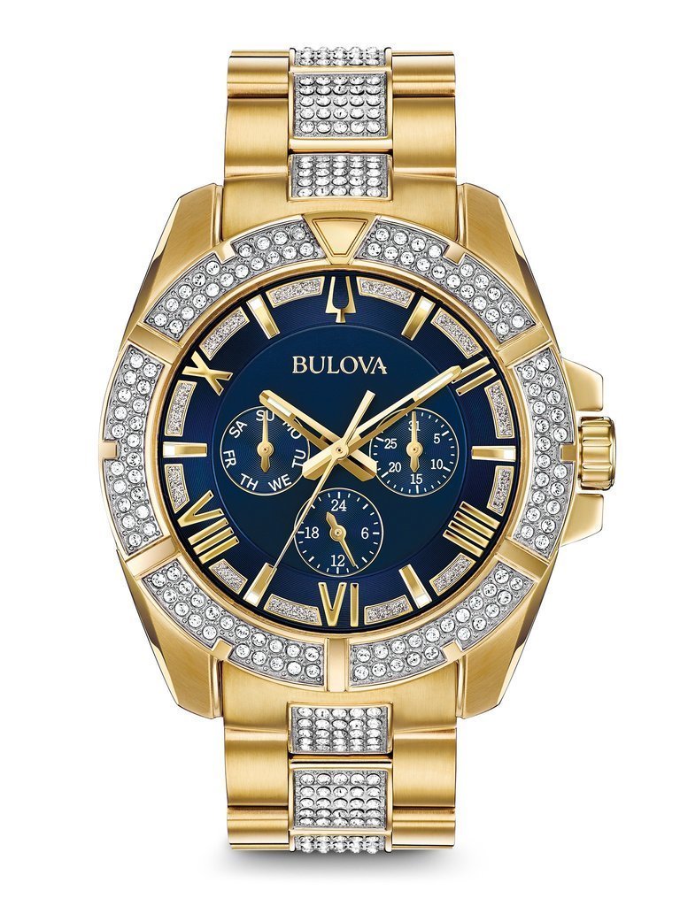 Gents' Bulova Gold-Tone Crystal Watch