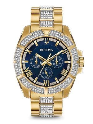Gents' Bulova Gold-Tone Crystal Watch