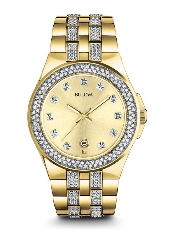 Gents' Bulova Gold-Tone Crystal Watch