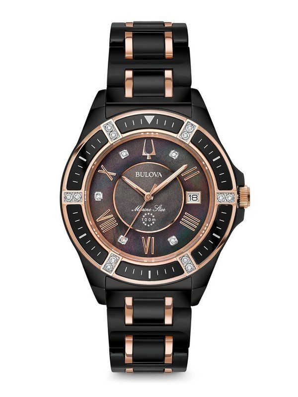 Ladies' Bulova Black Ceramic Marine Star Watch
