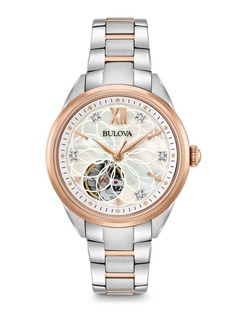 Ladies' Bulova Two-Tone Windowed Automatic Classic Watch