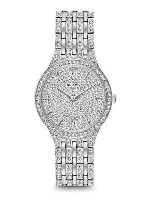 Ladies' Bulova Silver-Tone Crystal Covered Watch