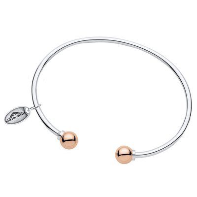 SS and Rose Gold Cape Cod Two Ball Cuff Bracelet
