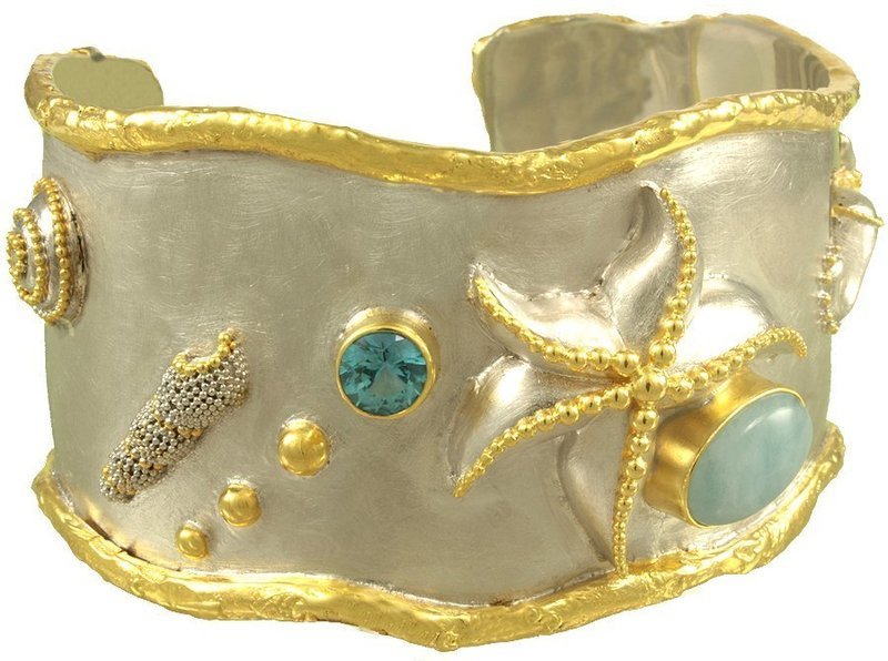 Michou "Golden Beach" Wide Cuff Bracelet - Poseidon's Treasures