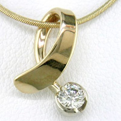 14K Yellow Gold Diamond Offside Loop Pendant - Large