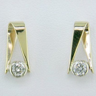 14K Yellow Gold Diamond Reverse Earrings
