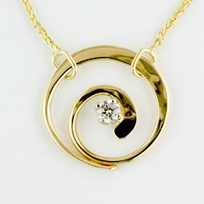 14K Yellow Gold Diamond Little Spiral Necklace