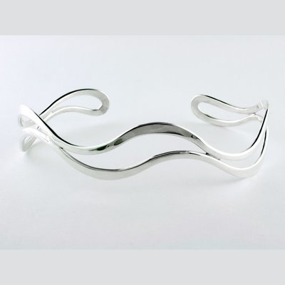 Sterling Silver Double Wave Cuff Bracelet