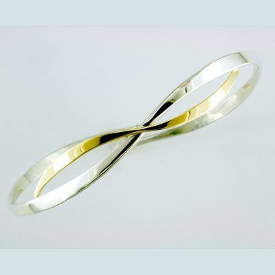 14K Yellow Gold and Sterling Silver Ribbon Bracelet