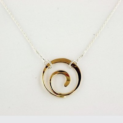 14K Yellow Gold and Sterling Silver Little Spiral Necklace