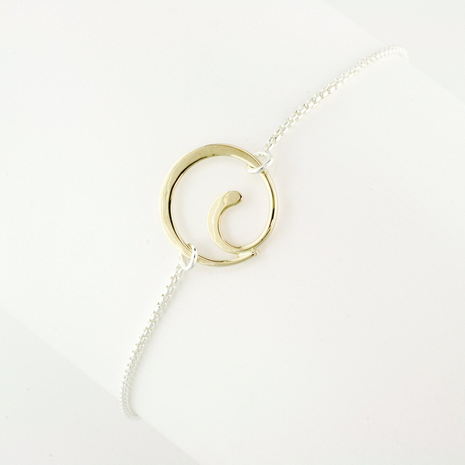 14K Yellow Gold and Sterling Silver Little Spiral Bracelet