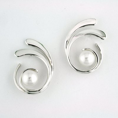 Sterling Silver Pearl Four Curl Earrings