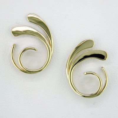 14K Yellow Gold Four Curl Earrings