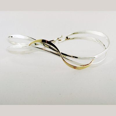 14K Yellow Gold and Sterling Silver Gentle Waves Bracelet