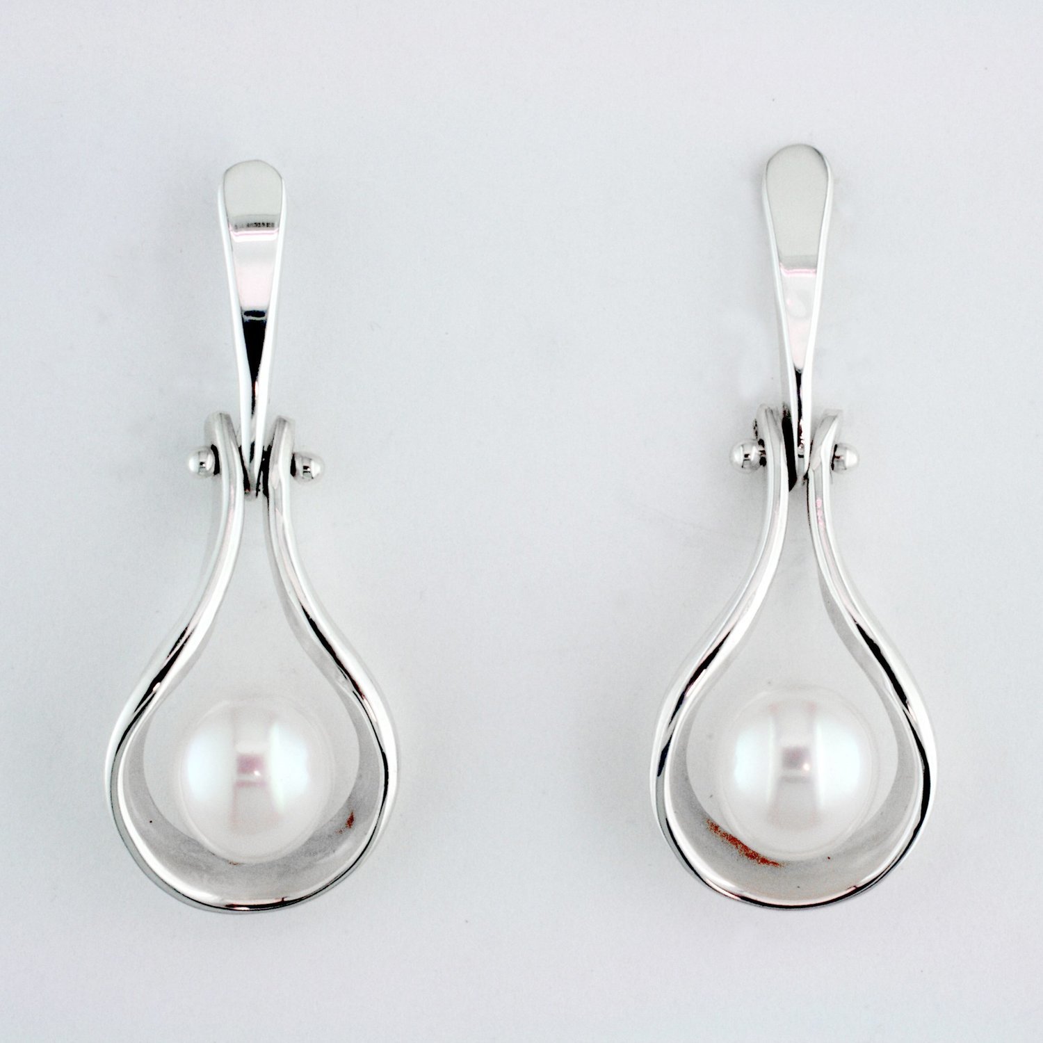 Sterling Silver Pearl Door-Knocker Earrings