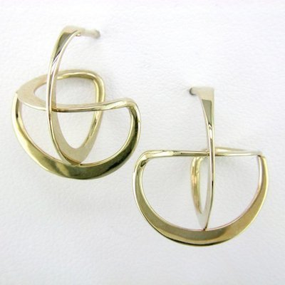 14K Yellow Gold 3D Circle Earrings