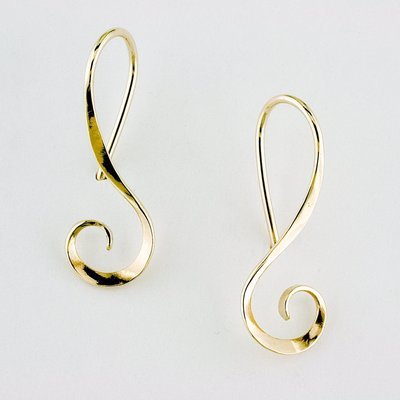 14K Yellow Gold Spiral Earrings