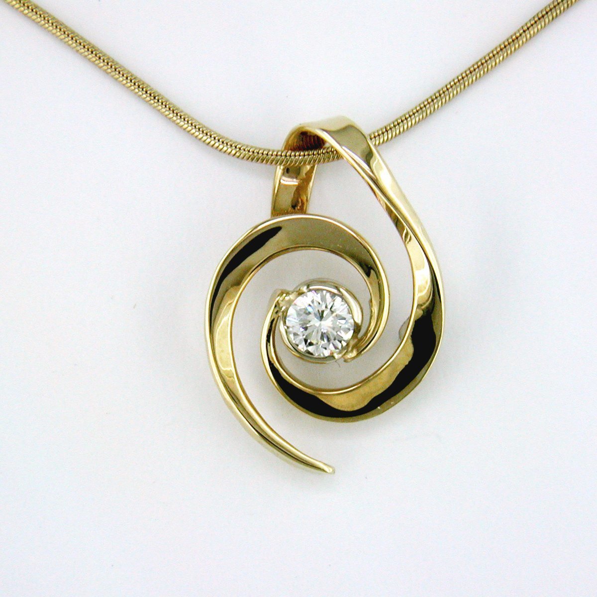 14K Yellow Gold Diamond Whirlpool Pendant - Small