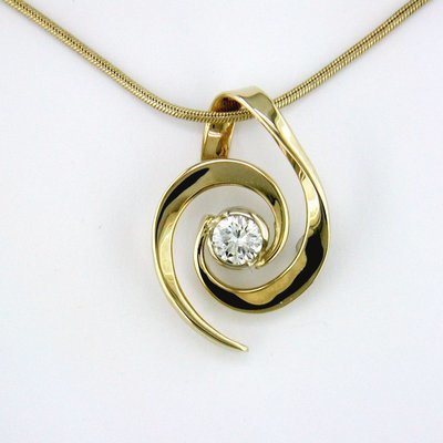 14K Yellow Gold Diamond Whirlpool Pendant - Small