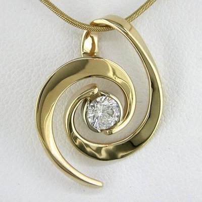 14K Yellow Gold Diamond Whirlpool Pendant - Large