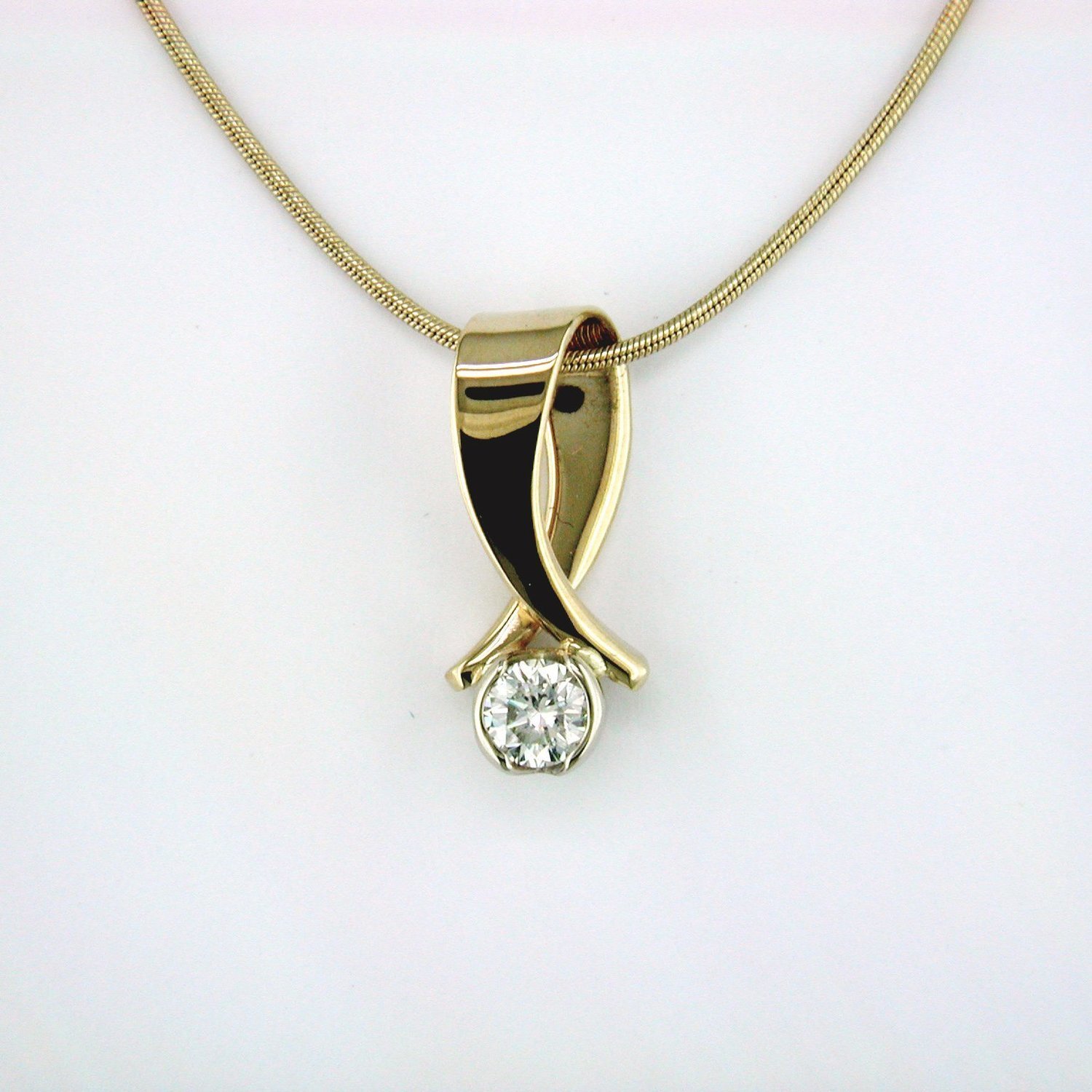 14K Yellow Gold Diamond Twist Pendant - Small