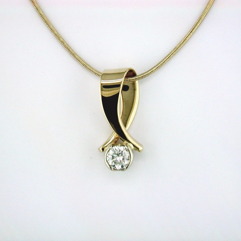 14K Yellow Gold Diamond Twist Pendant - Small